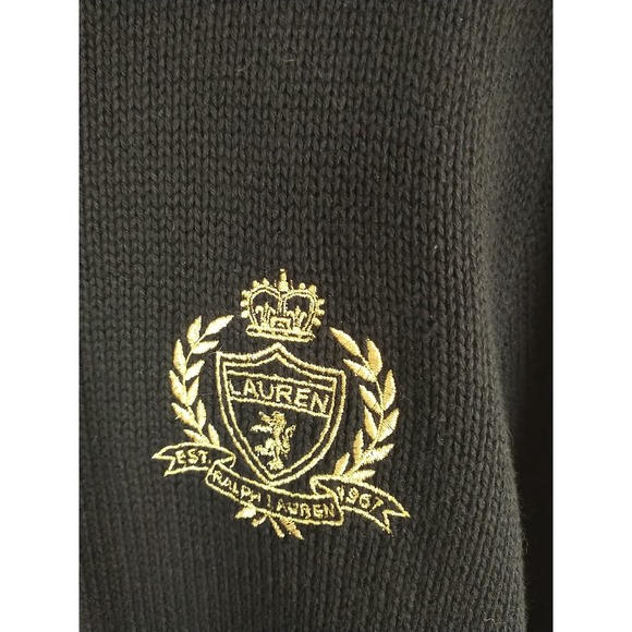 Ralph Lauren Active Heavy Zip Up Hooded Cardigan Sweater Size  XL Black & Gold - Picture 1 of 7